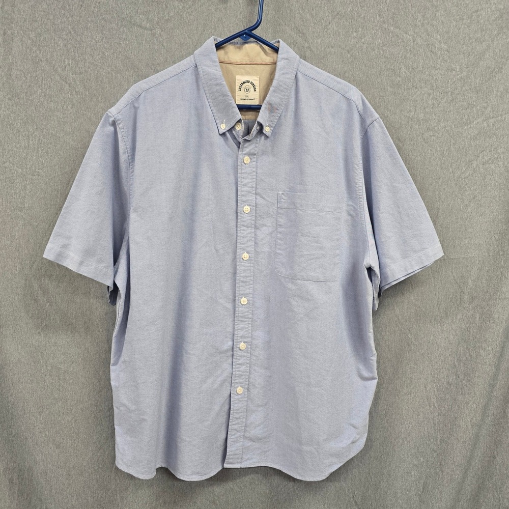 Dubinik Mens 2XL Light Blue Oxford Short Sleeve Button Down Shirt